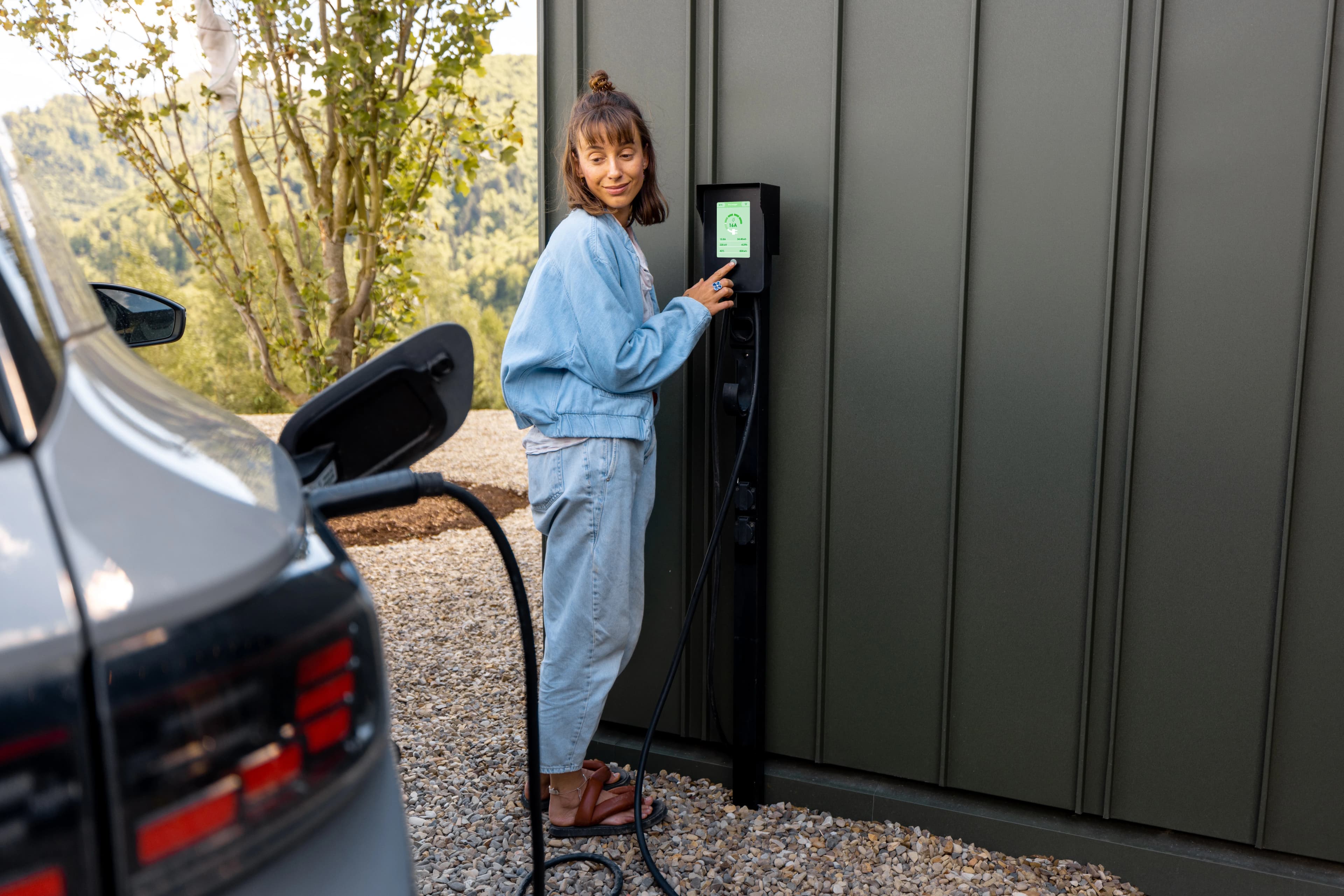 Borne de recharge en utilisation